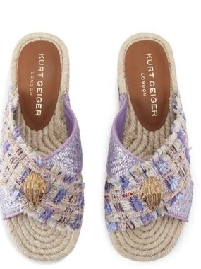 Kurt Geiger Lavender Tweed Espadrille Slides size 40 US 9
